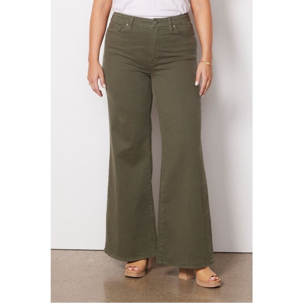 Good American Women's Size 16 Green Good Waist‎ Palazzo Wide Leg Pant Jeans